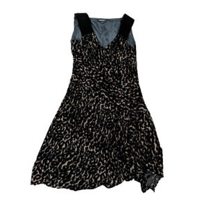 Nanette Lepore leopard print dress velvet overlay Black and‎ brown Size 6